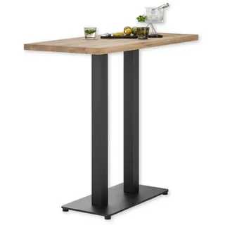 Stolkom Bartisch »Jay Eiche Massivholz geölt, Hochtisch BxHxT 120x104x60 cm«, Industrial Style Eiche Massivholz geölt durchgehende Lamelle, braun