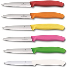 Victorinox Gemüsemesser Tomatenmesser Set Swiss Classic 10 cm (6er Set Bunt gemischt mit Welle)