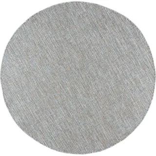 Außen-Teppich Mazovia - Einfarbig, Grau, Rund Teppich für Balkon, Terrasse - Wetterfest - 150 x 150 cm