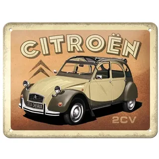 Nostalgic-Art Retro Blechschild, 15 x 20 cm, Citroen – 2CV – Geschenk-Idee für Citroen-Zubehör Fans, Original Lizenzprodukt (OLP), aus Metall, Werkstatt-Deko im Vintage Design, Blechschilder Sprüche