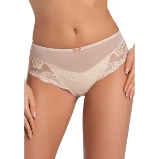 Teyli Spitzen Slip Damen – Elegante Damen Unterwäsche mit floraler Spitze – Bequeme Panties mit Baumwolle im Schritt – Weiche Unterhosen für Frauen – Dessous Slip für besondere Anlässe Beige XL