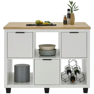 Mid.you Kücheninsel , Weiß, Eiche Artisan , Kunststoff , einzeln stellbar , 119x91x82 cm , Küchen, Küchenzeilen & Küchenblöcke, Küchenzeilen