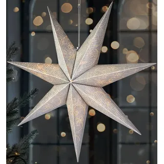 Brubaker 60 cm Weihnachtsstern für Innen - LED Adventsstern Hängend - Leuchtstern zum Aufhängen, Silber