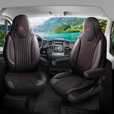 Sitzbezüge passend für Joko Wohnmobil Caravan in Schwarz Rot Pilot 6.2