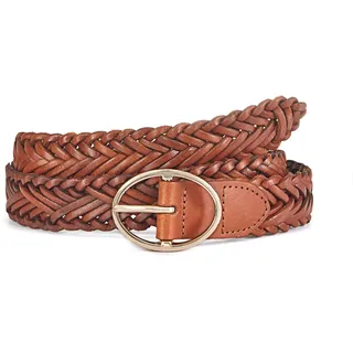 Ledergürtel LASCANA "Hüftgürtel, Flechtgürtel, Anzuggürtel, Hosengürtel, Gürtel", Damen, Gr. 100, braun (cognac), Leder, Fischgratmuster, Flechtoptik, Basic, Gürtel Ledergürtel, aus Leder für Jeans & Kleider, Topseller