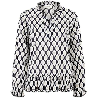 Cartoon Damen Casual-Bluse mit Raffung 42, Blau/Beige