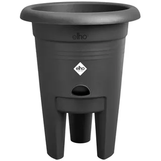 elho Green Basics Erdbeertopf 22 cm – Pflanztopf für den Anbau von Erdbeerpflanzen – inklusive Wasserreservoir – 100% recycelter Kunststoff - Schwarz/Living Schwarz