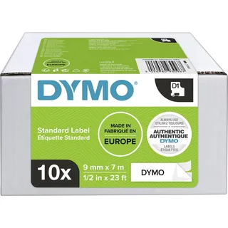 Dymo D1 Beschriftungsband, 9mm, schwarz/weiß, 10er-Pack (2093096)