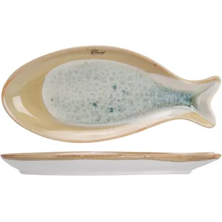 Cosy & Trendy Set mit 4 Aperitellern aus Keramik, Navajo, 20 x 8,7 x 2 cm, Fischform, mehrfarbig