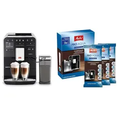 Melitta Caffeo Barista TS Smart F850-102, Kaffeevollautomat mit Milchbehälter, Schwarz & 224562 Filterpatrone für Kaffeevollautomaten | 3x Pro Aqua | Vorbeugung von Verkalkung |3 Patronen