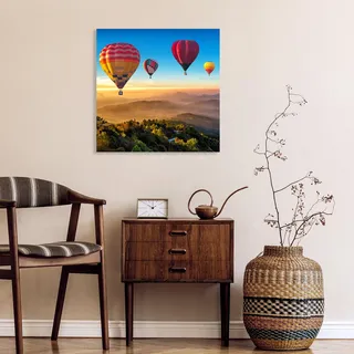 Queence »Akustikbild Landschaft mit Heißluftballons« Ballonfahren Heißluftballon Himmel Himmelsbilder Landschaft 1 Stk. tlg. Einfache Akustiklösung ohne Baumaßnahme, Schalldämmung, Paneele