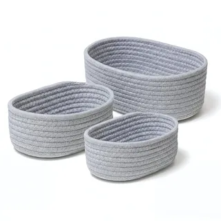 CALDERA® Elegante Körbchen im 3er-Set als Wickeltisch Organizer, perfektes Wickeltisch Zubehör für junge Familien, stilvolle Körbe als Wickelkommode Organizer, Aufbewahrungskorb für Wickelartikel