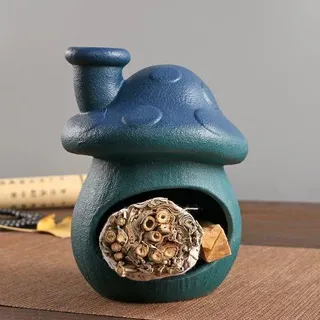 Keramische Paddenstoel-Houder für Palo Santo und Salie - Mini-Tischbeleuchtung, blaue Dekoration für spirituelle Meditation und Yoga