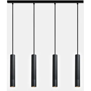 ouglres Pendelleuchte 4 Flammig Schwarz,Modern Zylinder Hängelampe Esstisch,Industrial Esstischlampe,Vintage Holz Hängeleuchte für Kücheninsel,Wohnzimmer,Hotel,Esszimmer,Restaurant,Büro,Gu10