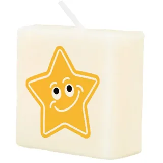 PD-Party 7040051 Geburtstag Dekorativ Wachs Kerze | Wax Candle - Stern, Cremefarben/Schwarz, 4cm Länge x 4cm Breite x 2cm Höhe