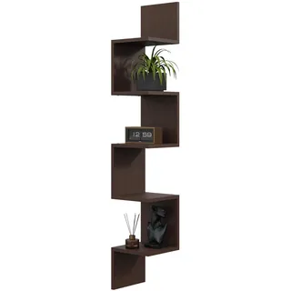 Eckregal MIDI Wenge – modernes Hängeregal in dunkler Holzoptik, platzsparendes Wand-Eckregal für Bücher, Pflanzen und Dekoration - Schwarz