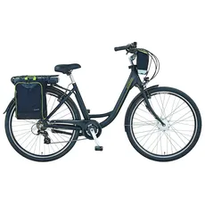 Prophete Geniesser eC100 City E-Bike 28" | Elektrofahrrad mit Packtaschen | Damen/Herren/ | Shimano Nexus 7-Gang Nabenschaltung | schwarz Neongelb