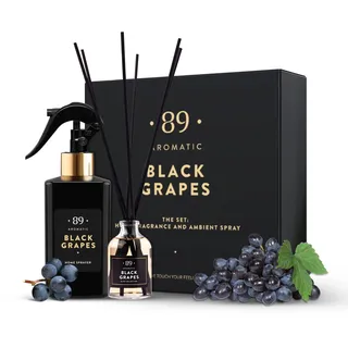 Aromatic •89• Raumduft Geschenkset – Reife Schwarze Trauben – Raumspray & Duftstäbchen Diffuser – Raumduft Set, langanhaltender Lufterfrischer & Geschenkidee für Zuhause, Wohnzimmer, Bad & Büro