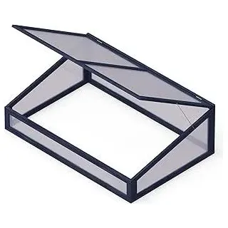 Upyard Holz Frühbeet - Gewächshaus für Hochbeet 120x80 cm mit verschließbarem Deckel - klein Treibhaus aus Massivholz und UV-geschützem Polycarbonat, Frühbeetaufsatz 120x80x40, Schwarz