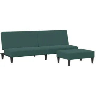 Schlafsofa 2-Sitzer mit Fußhocker Dunkelgrün Samt - Grün, dunkelgrün
