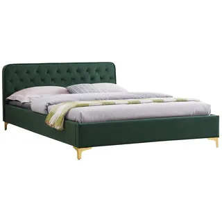CARO-Möbel Polsterbett Glamour 140X200 Cm , Grün , Textil , Mode , 140x200 cm , Schlafzimmer, Betten, Polsterbetten
