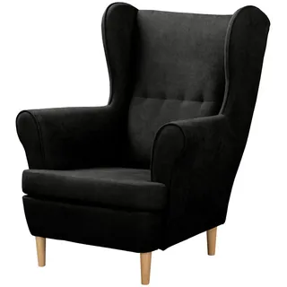 Livetastic Ohrensessel , Schwarz , Holz , Buche , 87x105x90 cm , Made in EU, Made in Europe, FSC 100% , Wohnzimmer, Sessel, Ohrensessel