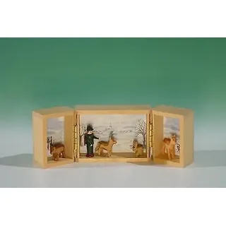 Miniatur im Klappkästchen Landschaft um Seiffen m. Jäger Höhe ca 4,5 cm NEU Weih