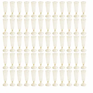 WOPPLXY 80 Stück Sektgläser Plastik Wiederverwendbar, 150ml Sektgläser Kunststoff mit Goldglitter, Mehrweg Plastik Champagnergläser für Partys, Geburtstage, Hochzeit