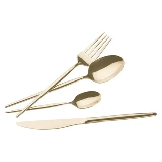 Berlinger Haus Besteck-Set 24-teilig - Edelstahl mit Hochglanz- und Gold-PVD-Beschichtung, elegantes Design, enthält Messer, Gabeln, Löffel und Teelöffel, Farbe: Champagner - Gold