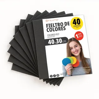 OFITURIA Bastelfilz für DIY-Projekte, Bunte Filzstoffe für Patchwork, Nähen, Schule, Kunst und Dekoration 40x30cm (Schwarz, 40 Stk)