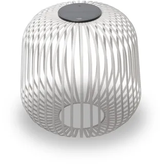 LUUK Studio Große LED Solarlampe für den Außenbereich, kabellose Gartenlaterne in modernem Design, Windlicht für drinnen & draußen, schlichte Outdoor Leuchte dimmbar & IP65 wetterfest, Grau