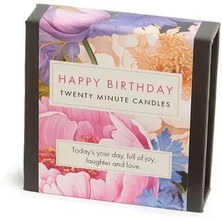 Signature Collection – Happy Birthday (Blumen) – 12 Kerzen für zwanzig Minuten mit Keramikständer