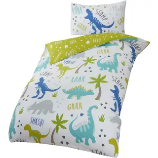 Rapport Roarsome Dinosaurier-Bettwäsche-Set, wendbar, für Einzelbett, Kidz