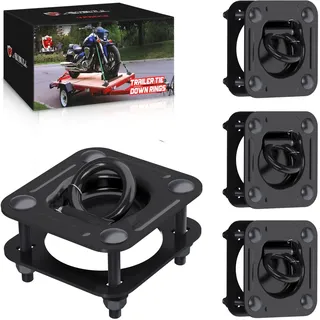 AMBULL D-Ring-Spannanker, 4 Stück, für Anhänger, 5443 kg Kapazität, robuste Anhänger-Spannhaken für Lasten auf Anhängern, LKWs, Wohnmobilen, Lieferwagen, ATV, SUV, Booten, Motorrädern, Schwarz