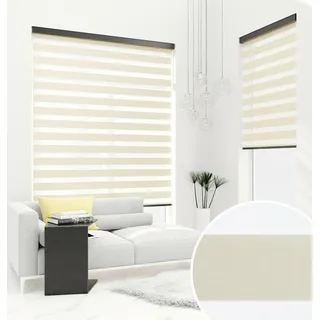 PREMIUM DOPPELROLLO BH12 CREME mit Alu Kassette (145x150 cm, Kassettenfarbe: weiss) - Creme