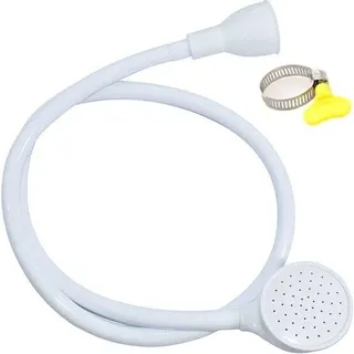 Unyqoos® Tragbarer Duschkopf mit Schlauch für Waschbecken – Klemme, ideal für Haarwäsche, Gemüse & Haustiere, passt auf runde Armaturen 1,27 cm–1,416 inch (nicht für eckige Armaturen/Badewannen) - Weiß