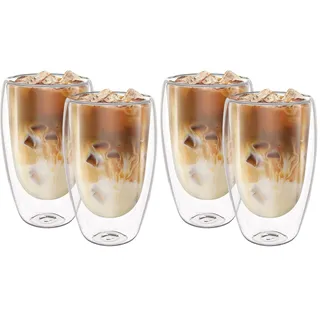 ASelected 2er Set Latte Macchiato Gläser, 450 ML doppelwandige gläser Schwebeeffekt doppelwandige kaffeegläser für Latte Macchiato Cappuccino Bier Milch Tee (Packung mit 2)