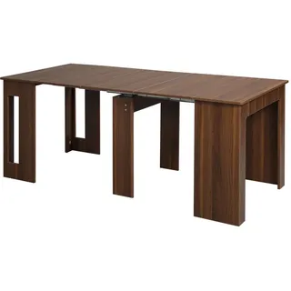 Homcom Esstisch Klapptisch ausziehbarer Küchentisch Esszimmertisch Holztisch Braun , Holzwerkstoff , Nachbildung , Rechteckig , eckig , 85x75x180 cm , Esszimmer, Esstische
