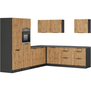kochstation Winkelküche L-Form 300 x 240 cm beige