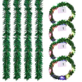 4 Stück Wichtel Lichterkette Miniatur LED, Wichtel Zubehör Weihnachten, Puppenhaus Zubehör, Wichtelhaus Puppenhaus Mini LED Lichterkette für Weihnachtsdeko Puppenhaus Möbel Geschenk