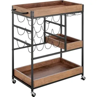 Kondela Servierwagen auf Rädern Portis - dunkle Eiche / Schwarz - Naturbelassen