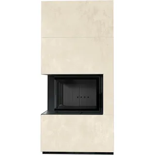 Kaminbausatz KRATKI FLOKI BOX links 8 kW Ø 160 Quarzsinter OXIDE BIANCO schwarz Verkleidung