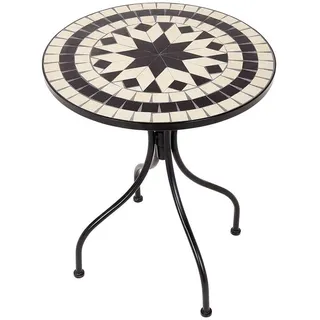 Butlers Beistelltisch Palazzo , Beige , Metall, Keramik , 55x71x55 cm , Gartenmöbel, Gartentische, Garten-Beistelltische