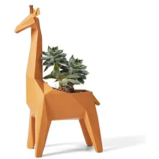 HAUCOZE Giraffe Blumentopf Pflanzen Tier Deko Skulptur Modern Geschenk Arts Statue für Sukkulenten Wohnzimmer Büro Garten 23cm