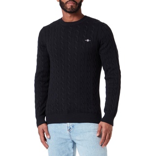 GANT Herren Cotton Cable C-neck Pullover, Schwarz, L EU