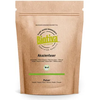 Akazienfaser Pulver Bio 400g - Lösliche Ballaststoffe - 80% Ballaststoffanteil - Geschmacksneutral - Vegan - Abgepackt und zertifiziert in Deutschland - Biotiva