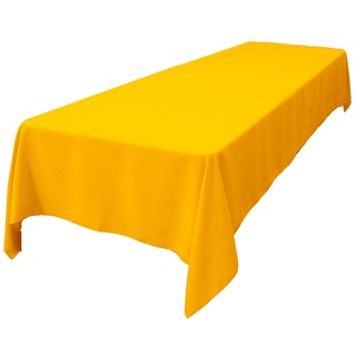 LA Linen Tischdecke aus Polyester-Popeline, waschbar, rechteckig, Flecken- und knitterfrei, Stoff-Tischdecke für Abendessen, Küche, Party, Urlaub, 152,4 x 274,4 cm, Gelb/Dunkel