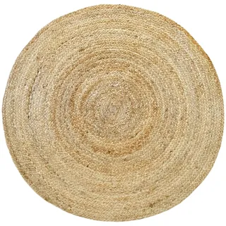 HAMID - Jute Teppich Rund, Alhambra Teppich Handgewebt 100% Naturfaser de Jute, Wohnzimmer, Schlafzimmer, Flurteppich, Dekoration, Farbe Natur, (100x100cm)
