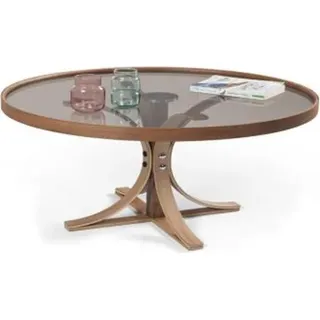 Couchtisch Braun Holz Designer Kaffee Tisch Wohnzimmer Glastisch Möbel