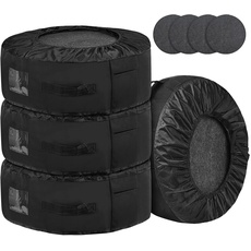 ZATOOTO Reifentaschen-Set, Reifenschutzhülle mit 4 Filzpads, für 4 Reifen (bis 20 Zoll), für sauberen Transport und Lagerung, Wasserabweisend, Abwaschbar, Schwarz
